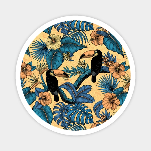 Toucan garden in blue and yellow Magnet by katerinamk